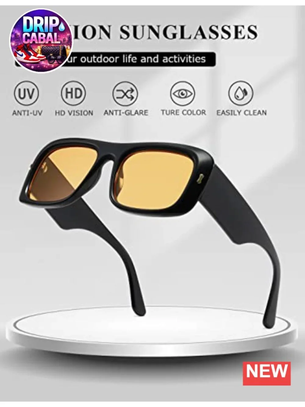 Y2K Oversized Square Sunglasses - Thick Frame Plastic Polarized Shades